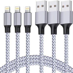 3PACK 6FT Nylon Braided USB Charging Cable High Speed Lightning Cable